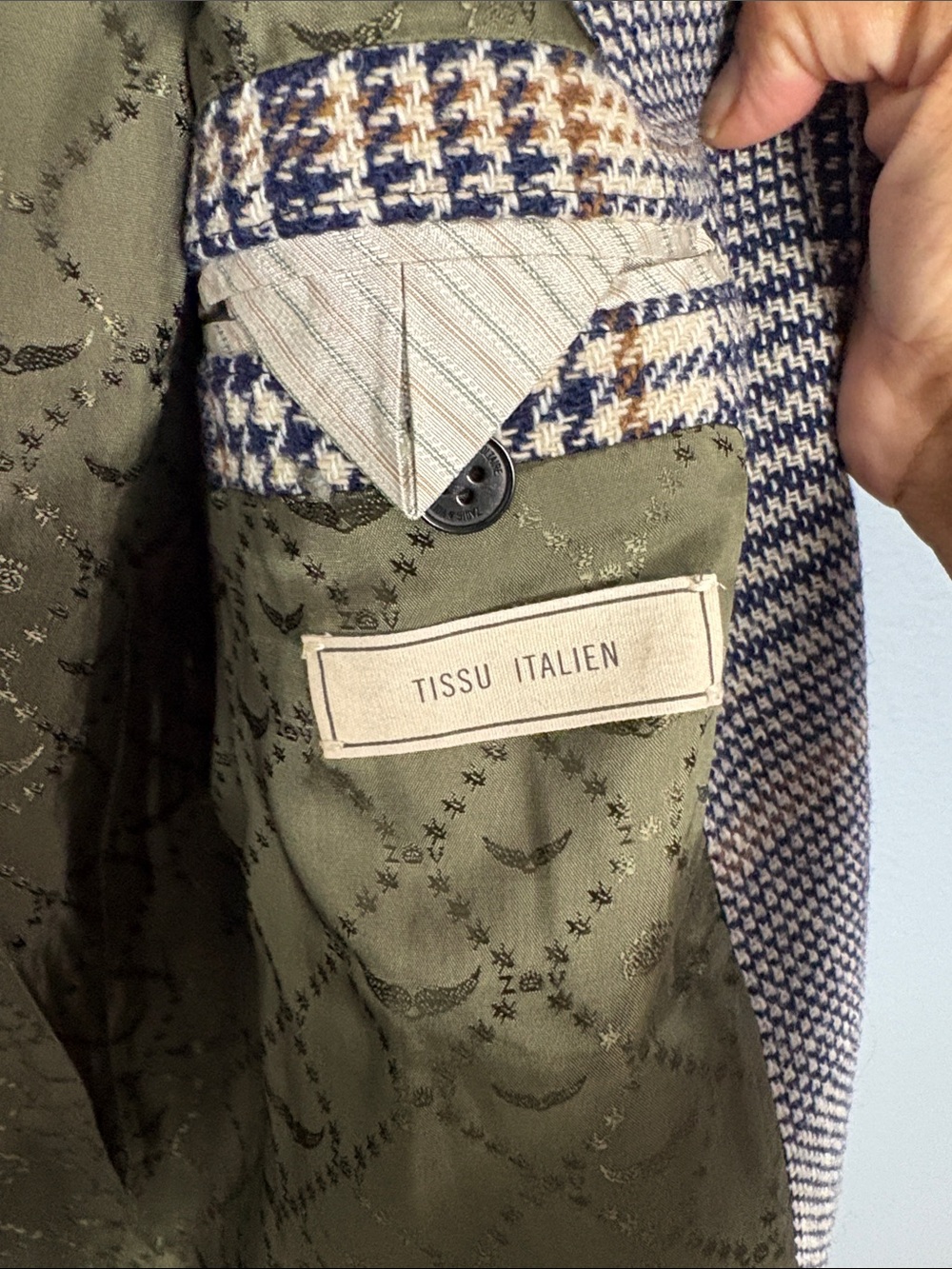 Zadig & Voltaire Checked Wool-Blend Overcoat with Brown Suede Shoulders - Picture 5 of 9